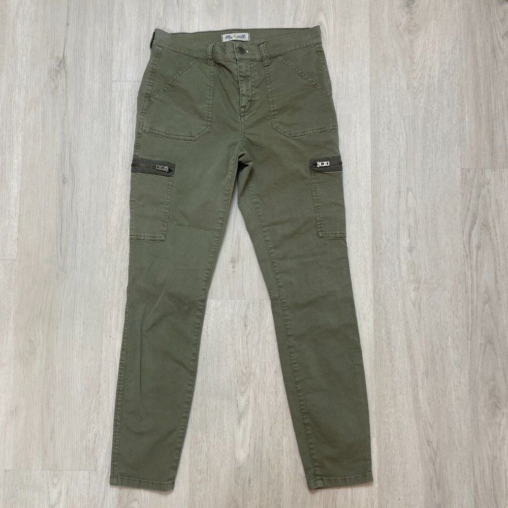 Madewell High Rise Cargo Pants Fatigue Skinny Cotton C9634 Size 27 Green